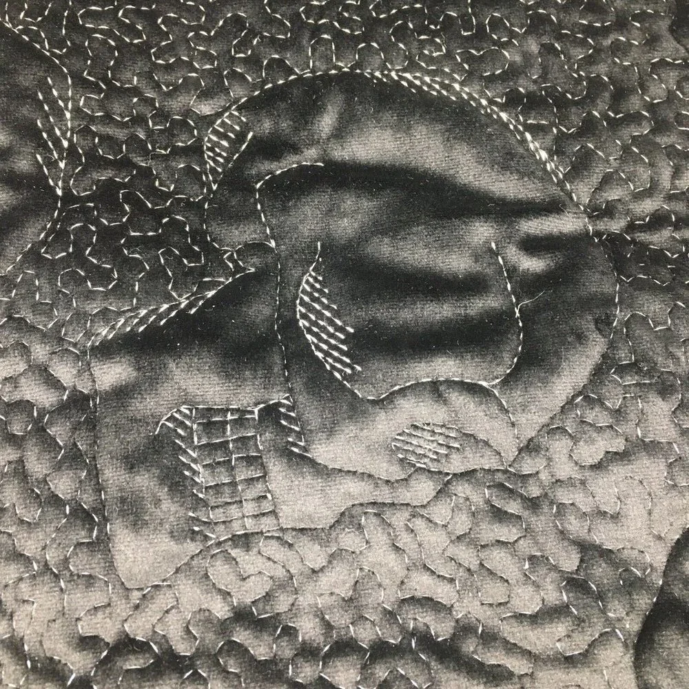 Shabby Chic Halloween Silver Skull Black Velvet Tablecloth 50